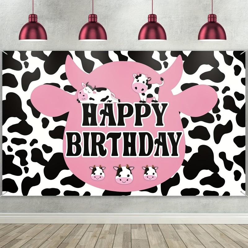 Fun Farm Spotted Cow Birthday Party Decoration Backdrop