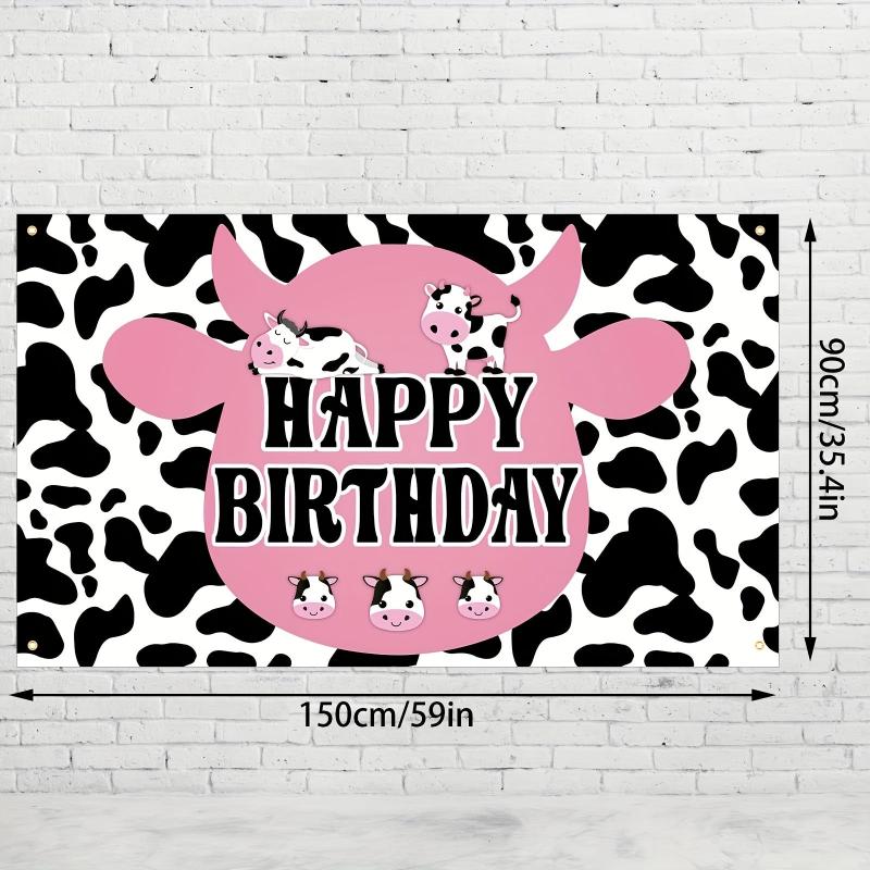 Fun Farm Spotted Cow Birthday Party Decoration Backdrop