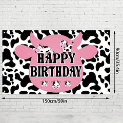 Fun Farm Spotted Cow Birthday Party Decoration Backdrop