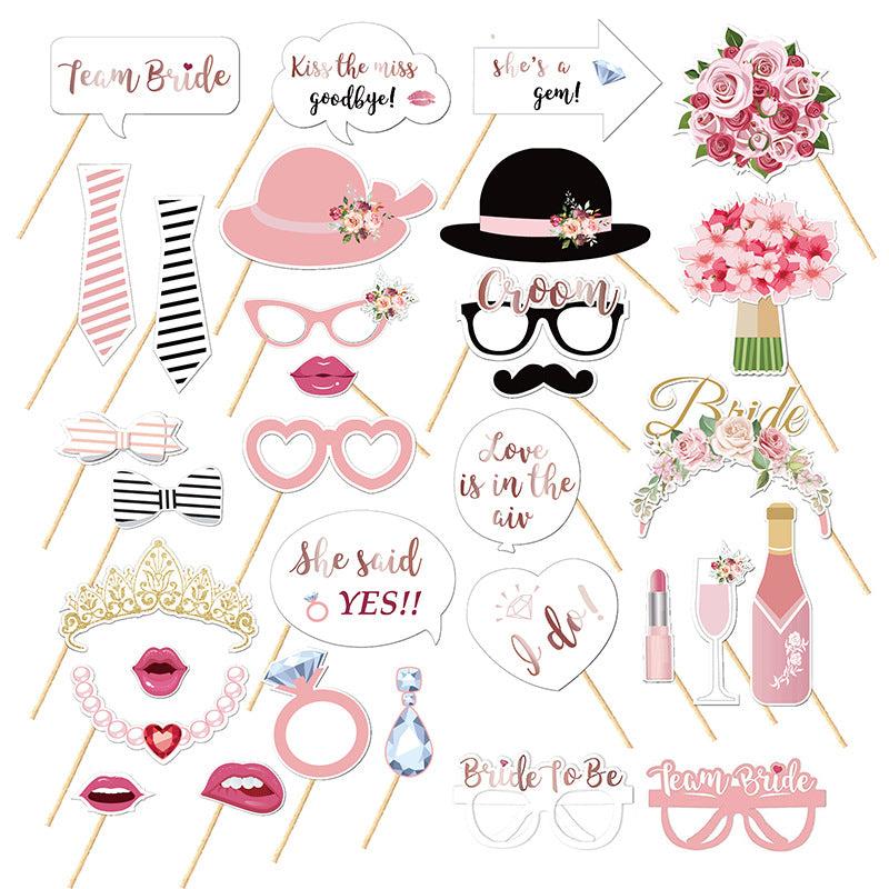32pcs Wedding Photo Booth Props for Bridal Shower and Party Selfies