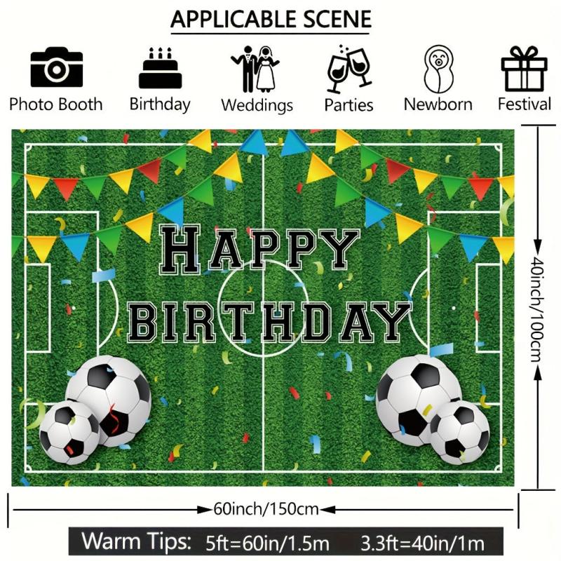 Soccer Birthday Party Backdrop 5x3ft Football Field Photo Background
