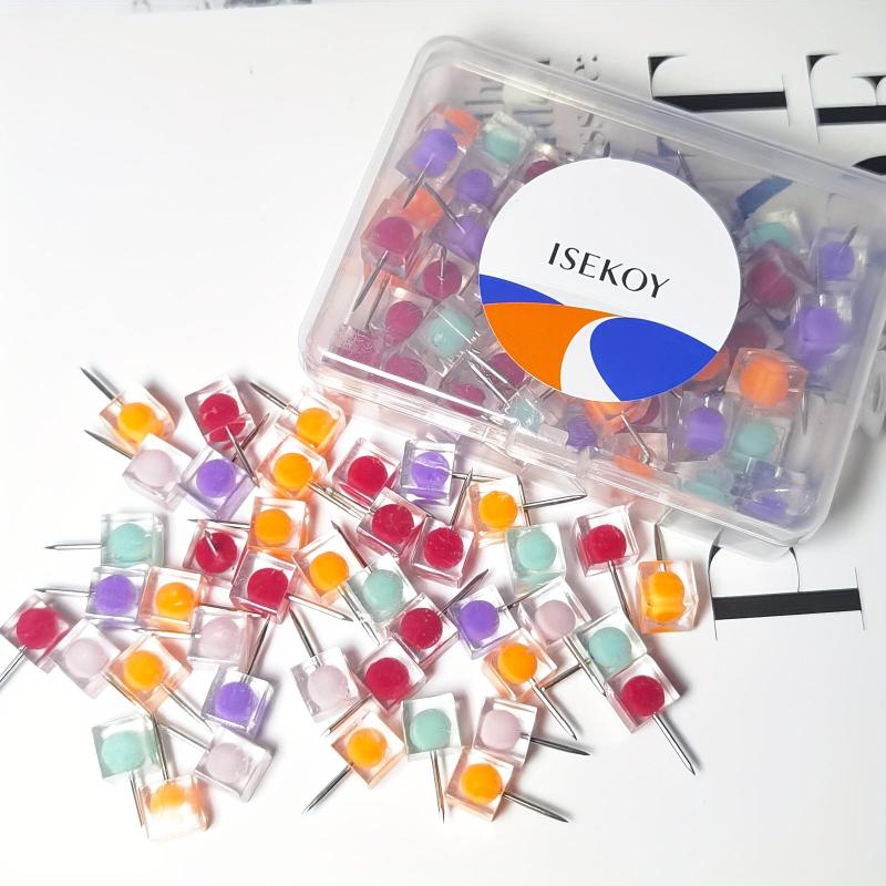 50pcs Push Pins Thumb Tacks For Bulletin Board Multicolor Office Tacks