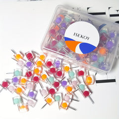 50pcs Push Pins Thumb Tacks For Bulletin Board Multicolor Office Tacks
