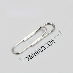160pcs 28mm Silvery Paper Clip Steel Core Nickel Plated w/ Clip Box