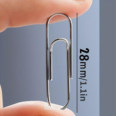 160pcs 28mm Silvery Paper Clip Steel Core Nickel Plated w/ Clip Box