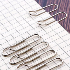 160pcs 28mm Silvery Paper Clip Steel Core Nickel Plated w/ Clip Box