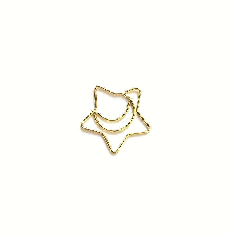 10pcs Mix Star Moon Shaped Paper Clips Bookmarks For Notebooks Sticky Notes