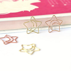 10pcs Mix Star Moon Shaped Paper Clips Bookmarks For Notebooks Sticky Notes