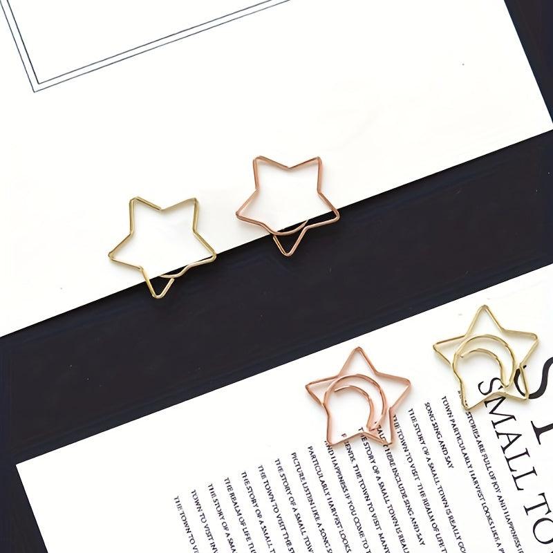 10pcs Mix Star Moon Shaped Paper Clips Bookmarks For Notebooks Sticky Notes