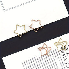 10pcs Mix Star Moon Shaped Paper Clips Bookmarks For Notebooks Sticky Notes