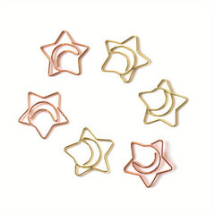 10pcs Mix Star Moon Shaped Paper Clips Bookmarks For Notebooks Sticky Notes