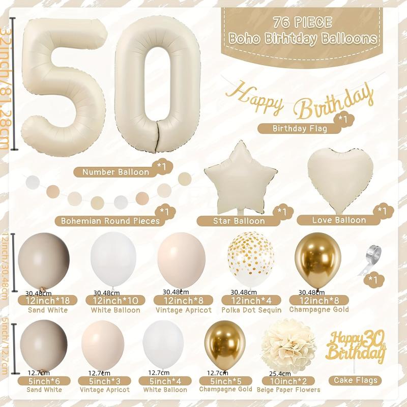 Golden 50th Birthday Balloon Decoration Set for Women