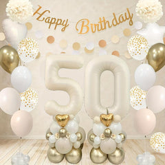 Golden 50th Birthday Balloon Decoration Set for Women