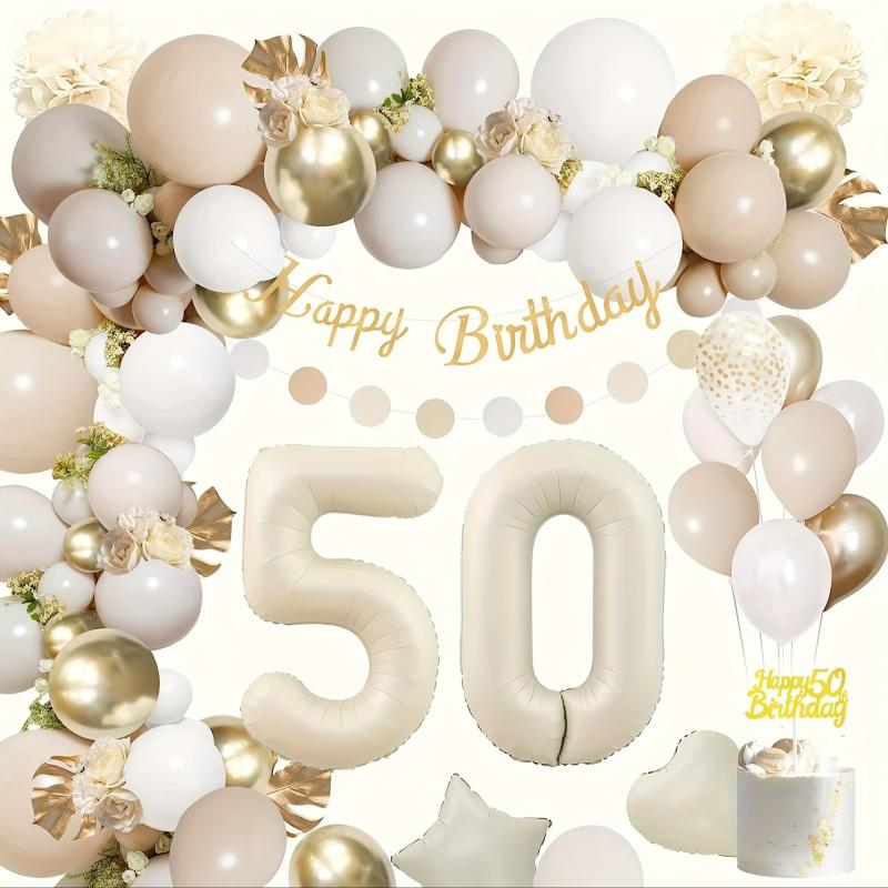 Golden 50th Birthday Balloon Decoration Set for Women
