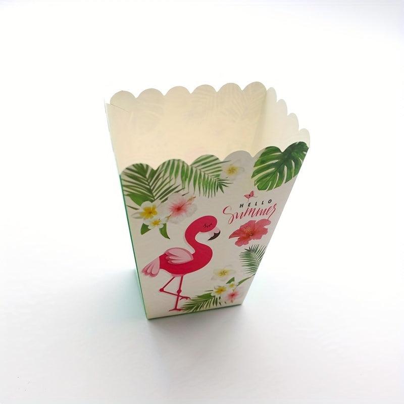 12pcs Hawaiian Flamingo Summer Popcorn Containers Disposable Large Cups