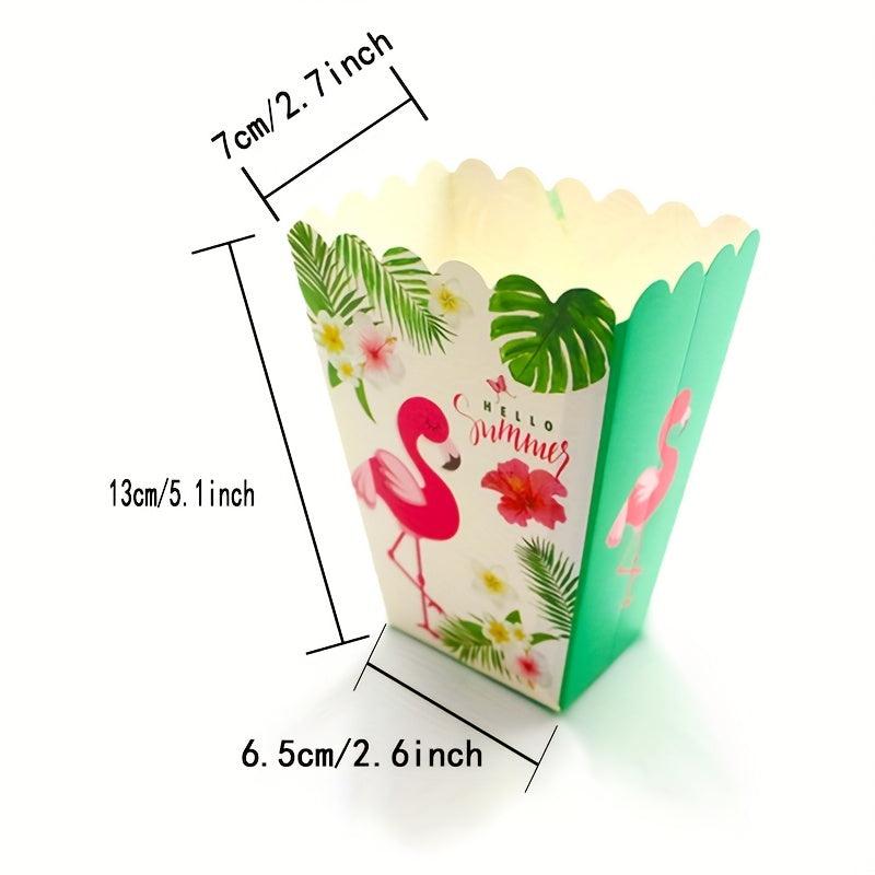 12pcs Hawaiian Flamingo Summer Popcorn Containers Disposable Large Cups