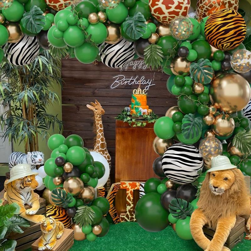 168pcs Jungle Balloon Wreath Set Green Balloon Arch Tropical Wild Theme