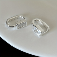 Geometric Square Zircon S925 Silver Earrings for Woman