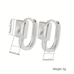 Geometric Square Zircon S925 Silver Earrings for Woman