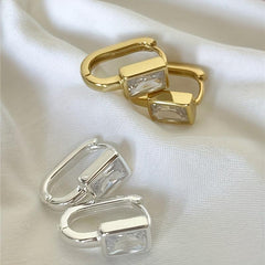 Geometric Square Zircon S925 Silver Earrings for Woman
