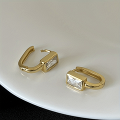 Geometric Square Zircon S925 Silver Earrings for Woman