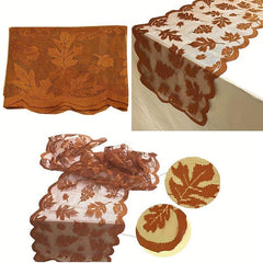 Maple Leaf Lace Table Runner Golden Fall Dinner Parties Restaurant Party Decorat