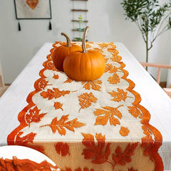Maple Leaf Lace Table Runner Golden Fall Dinner Parties Restaurant Party Decorat