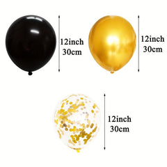 40pcs 30 Golden Mixed Latex Balloons & 3pcs Ribbons for Party Decor