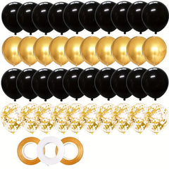 40pcs 30 Golden Mixed Latex Balloons & 3pcs Ribbons for Party Decor