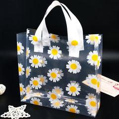 5pcs Sunflower Print Tote Bags Gift Satchel Bag Transparent Plastic Daily Bag