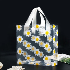 5pcs Sunflower Print Tote Bags Gift Satchel Bag Transparent Plastic Daily Bag
