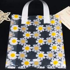 5pcs Sunflower Print Tote Bags Gift Satchel Bag Transparent Plastic Daily Bag