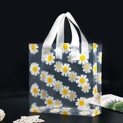 5pcs Sunflower Print Tote Bags Gift Satchel Bag Transparent Plastic Daily Bag