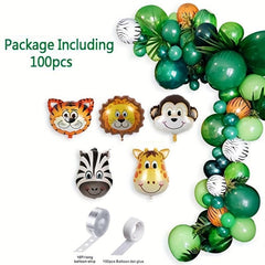 100pcs Jungle Adventure Animal Balloon Set for Kids Birthday Parties