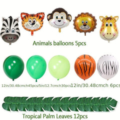 100pcs Jungle Adventure Animal Balloon Set for Kids Birthday Parties