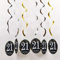 6pcs Golden PVC Spiral Pull Flower Charm Birthday Party Decoration