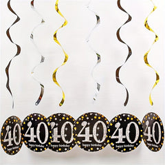 6pcs Golden PVC Spiral Pull Flower Charm Birthday Party Decoration
