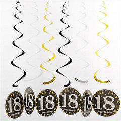 6pcs Golden PVC Spiral Pull Flower Charm Birthday Party Decoration