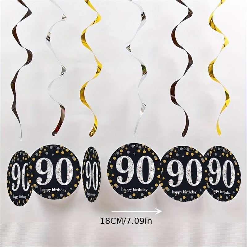 6pcs Golden PVC Spiral Pull Flower Charm Birthday Party Decoration