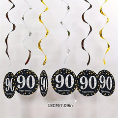 6pcs Golden PVC Spiral Pull Flower Charm Birthday Party Decoration