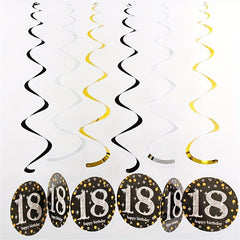 6pcs Golden PVC Spiral Pull Flower Charm Birthday Party Decoration