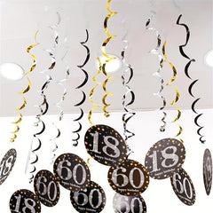 6pcs Golden PVC Spiral Pull Flower Charm Birthday Party Decoration