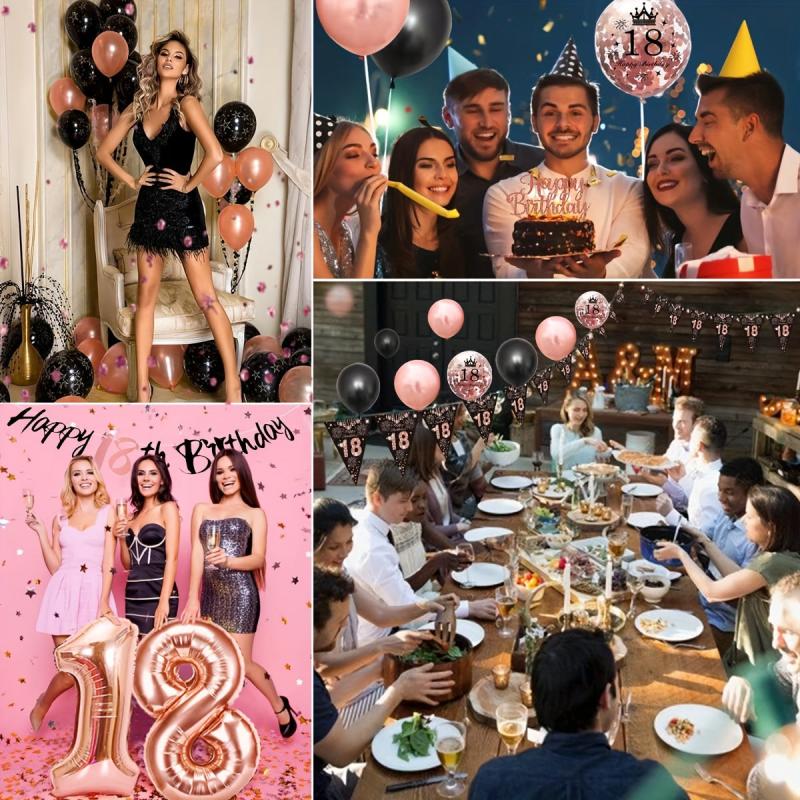Rose Gold 18th Birthday Decorations Set