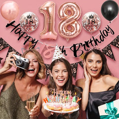 Rose Gold 18th Birthday Decorations Set