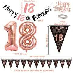Rose Gold 18th Birthday Decorations Set