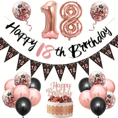 Rose Gold 18th Birthday Decorations Set
