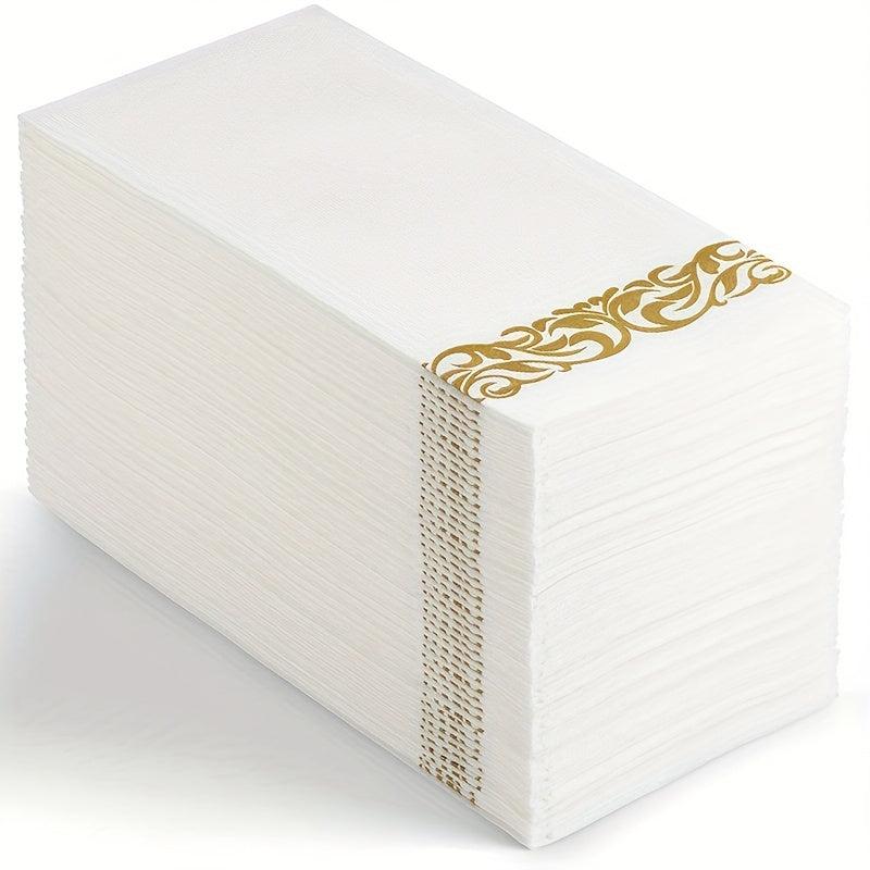 Disposable Golden Dust Paper Towels with Lace Napkins, 25 Sheets Pack