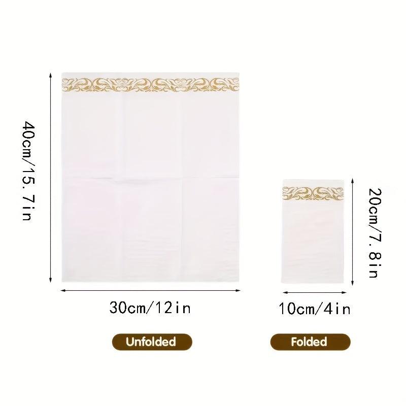 Disposable Golden Dust Paper Towels with Lace Napkins, 25 Sheets Pack