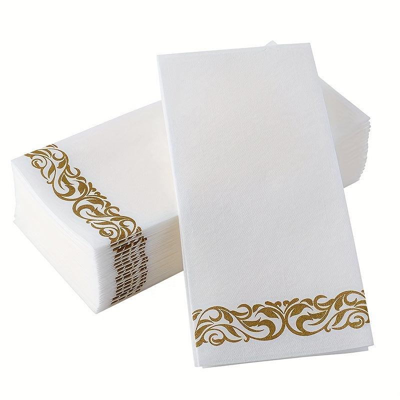 Disposable Golden Dust Paper Towels with Lace Napkins, 25 Sheets Pack