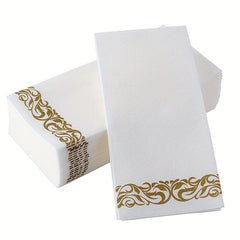Disposable Golden Dust Paper Towels with Lace Napkins, 25 Sheets Pack